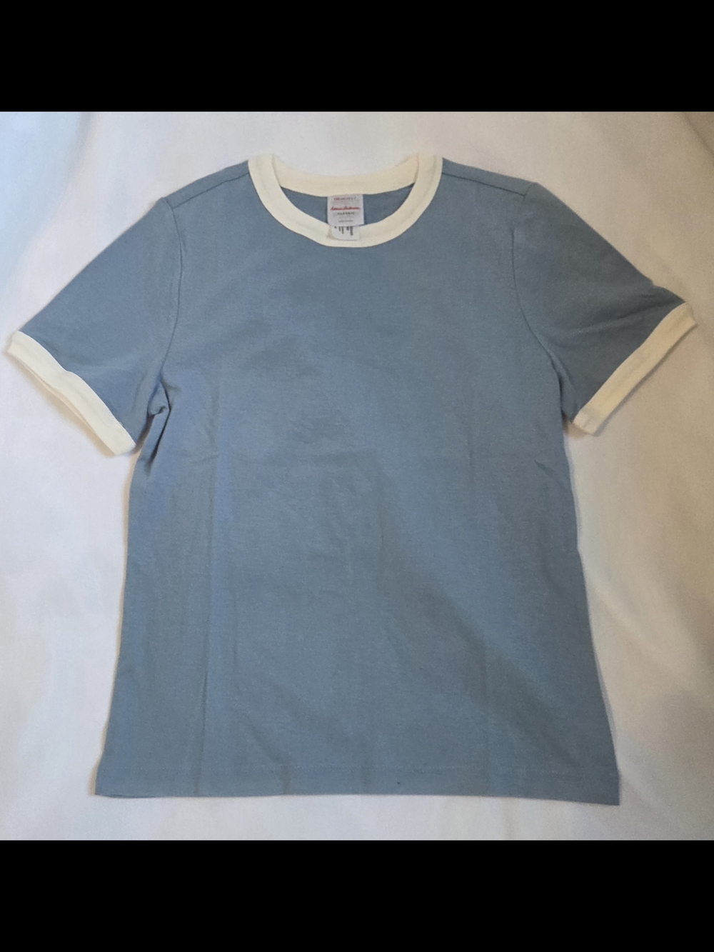 Hanna Andersson Light Blue Ringer Tee with Cream Trim